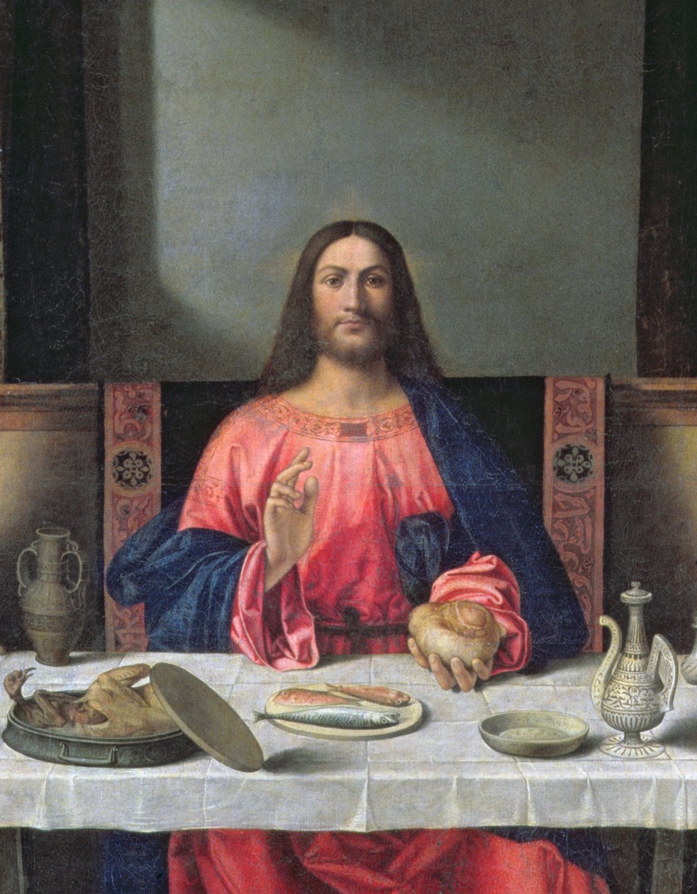 A ceia em Emaús óleo no detalhe do painel de 97010 de Giovanni Bellini