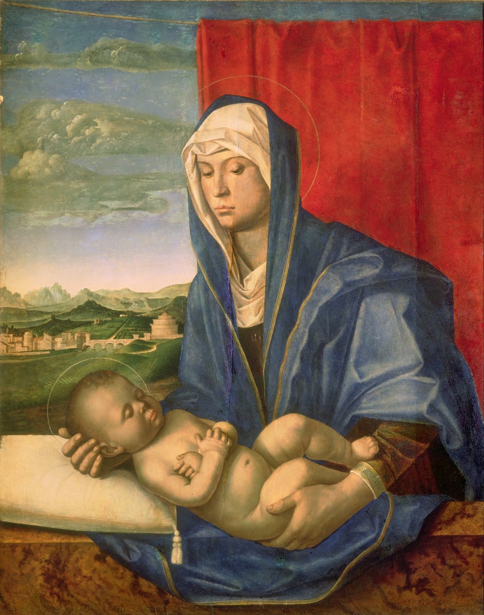 Virgem e Criança (óleo sobre madeira) de Giovanni Bellini