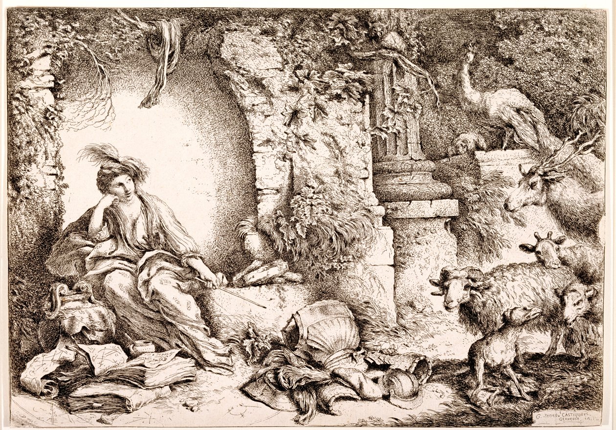 Circe Mudando os Homens de Ulisses em Feras, c.1650-1651 de Giovanni Benedetto Castiglione