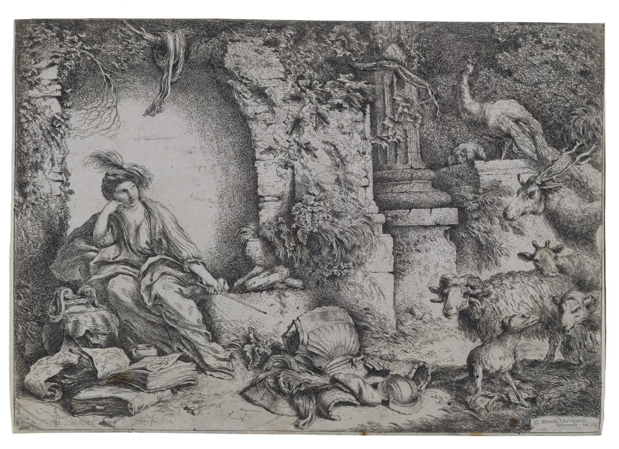 Circe Mudando os Homens de Ulisses para as Feras, no início da década de 1650 de Giovanni Benedetto Castiglione
