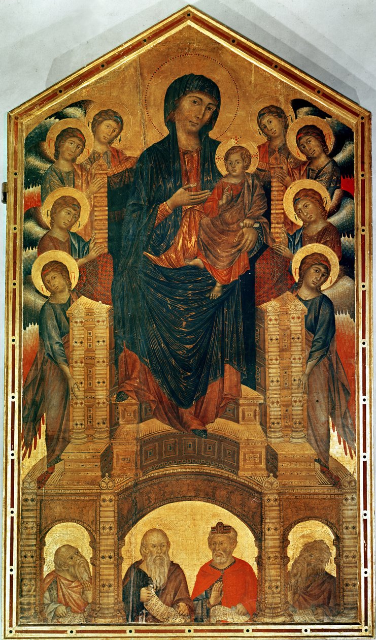 Madonna e Child Enthroned, c.1280-85 (têmpera no painel) (veja também 33478) de Giovanni Cimabue