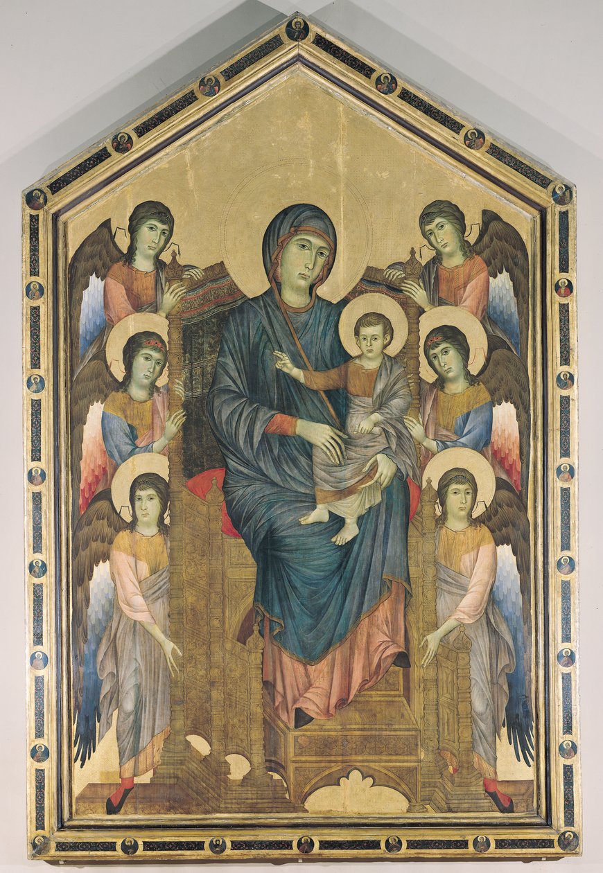 A Virgem e o Menino em Majestade cercados por Seis Anjos, c.1270 de Giovanni Cimabue