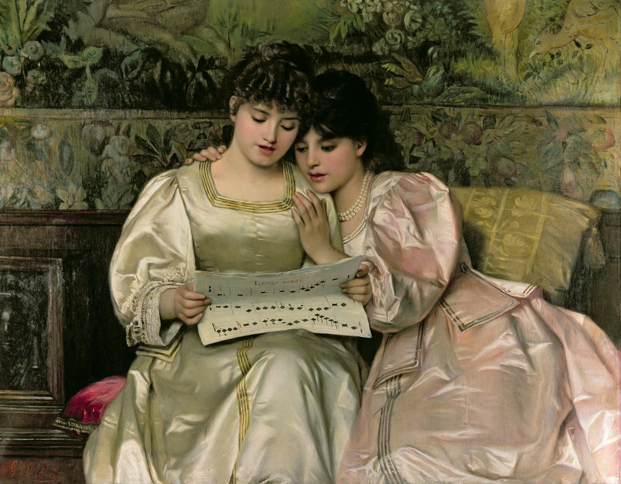 Duas meninas cantando de Giovanni Costa