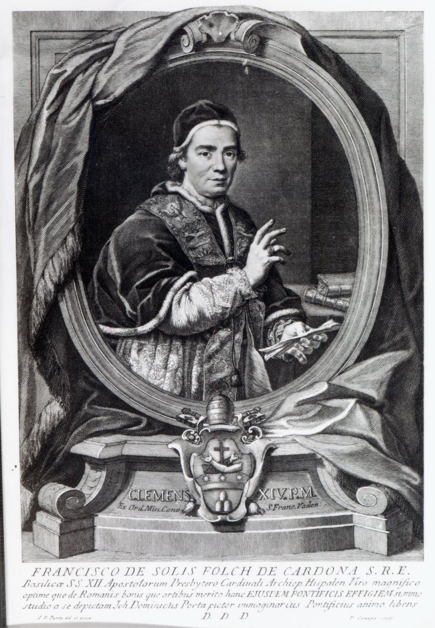 Papa Clemente XIV, gravado por Domencio Cunego de Giovanni Domenico Porta