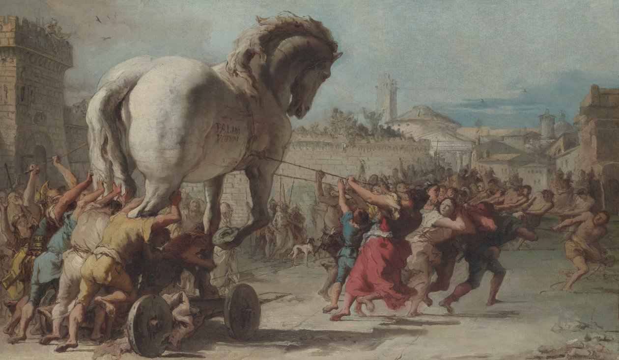 A procissão do cavalo de Tróia em Tróia de Giovanni Domenico Tiepolo