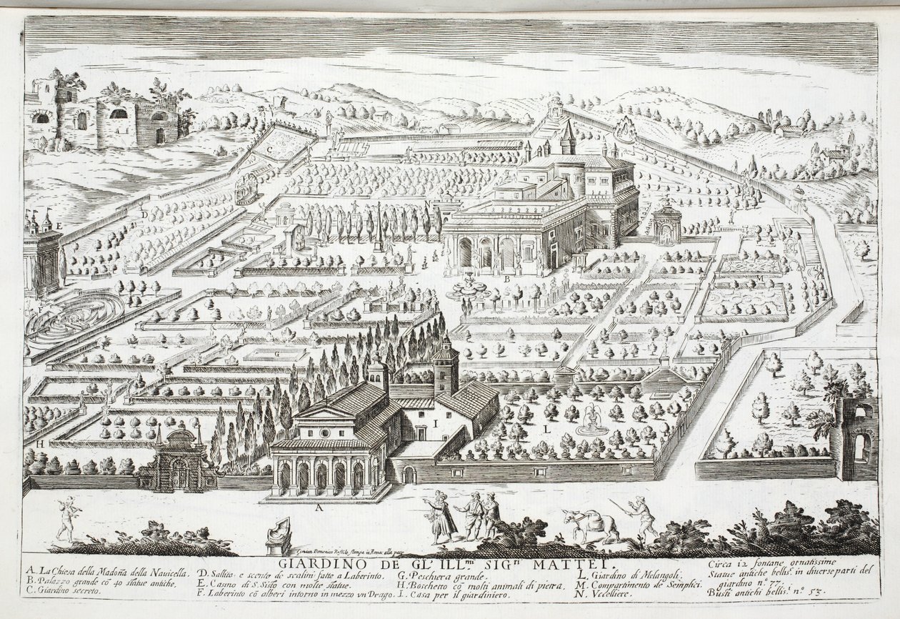 Vista dos jardins da Villa Mattei de Giovanni Domenico de