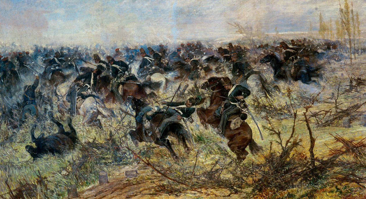 Carga de cavalaria em Montebello de Giovanni Fattori
