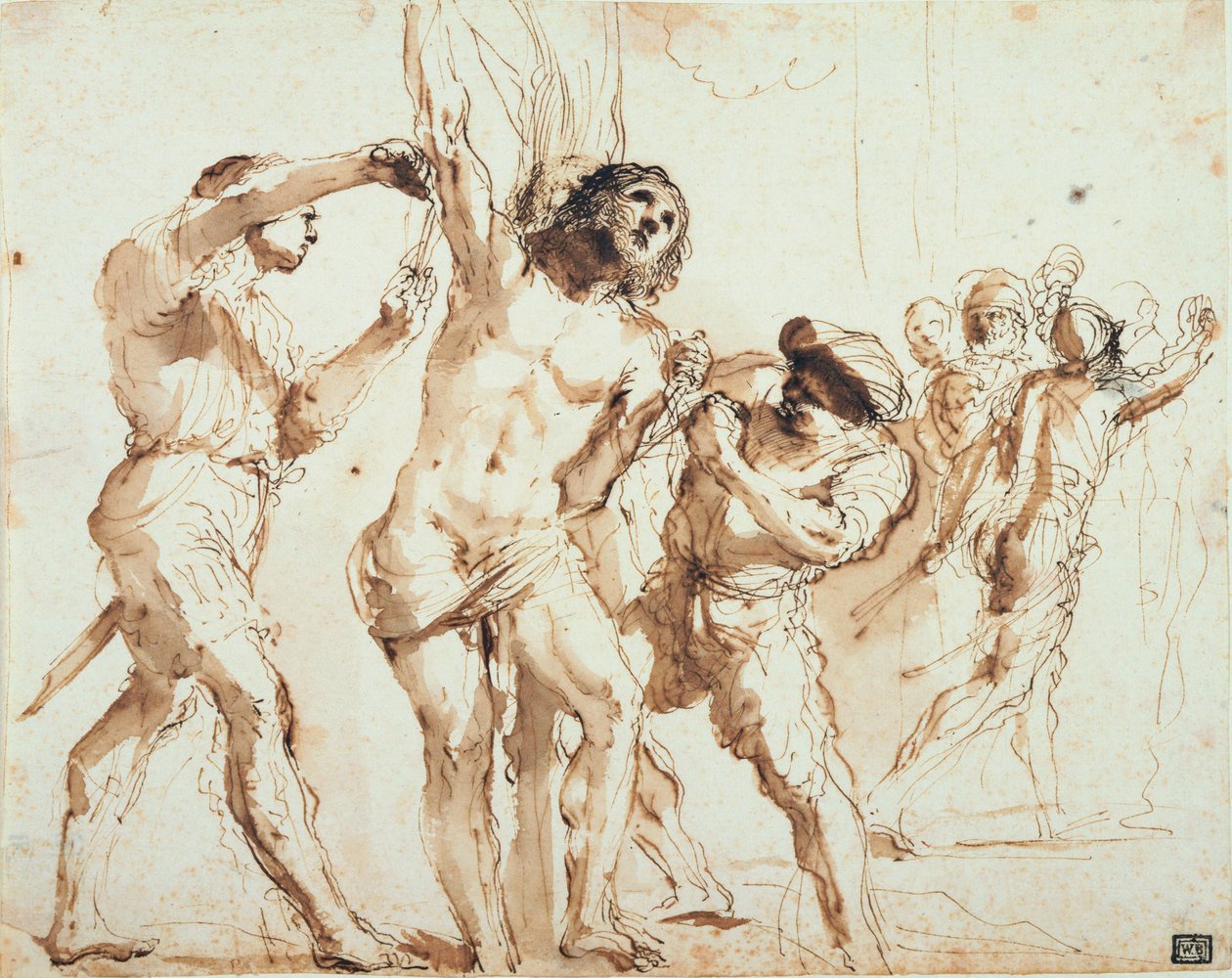 Estudo para o martírio de São Bartolomeu de Giovanni Francesco Barbieri