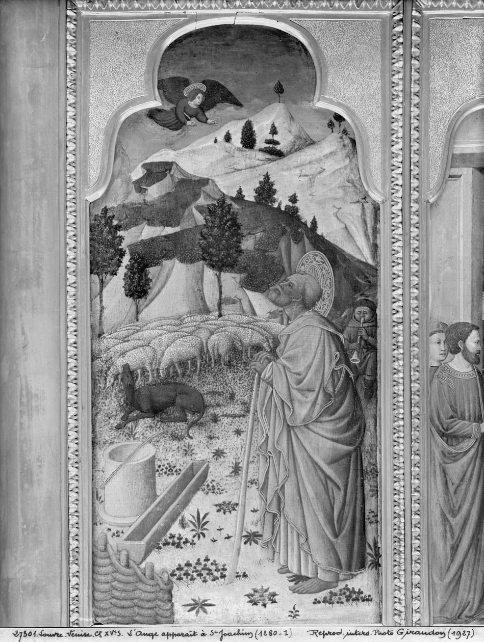 Ciclo da Vida da Virgem, Anunciação a Joaquim, c.1445 (óleo sobre painel de álamo) de Giovanni Francesco da Rimini