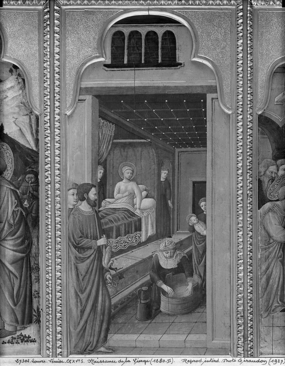 Ciclo da Vida da Virgem, Nascimento da Virgem, c.1445 (óleo sobre painel de álamo) de Giovanni Francesco da Rimini