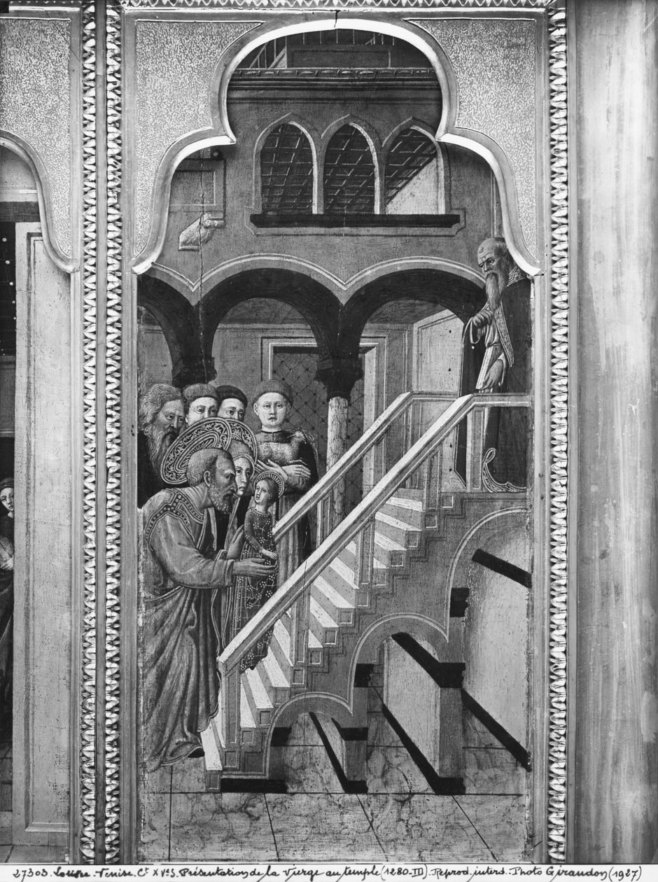 Ciclo da Vida da Virgem, Apresentação da Virgem no Templo, c.1445 (óleo sobre painel de álamo) de Giovanni Francesco da Rimini