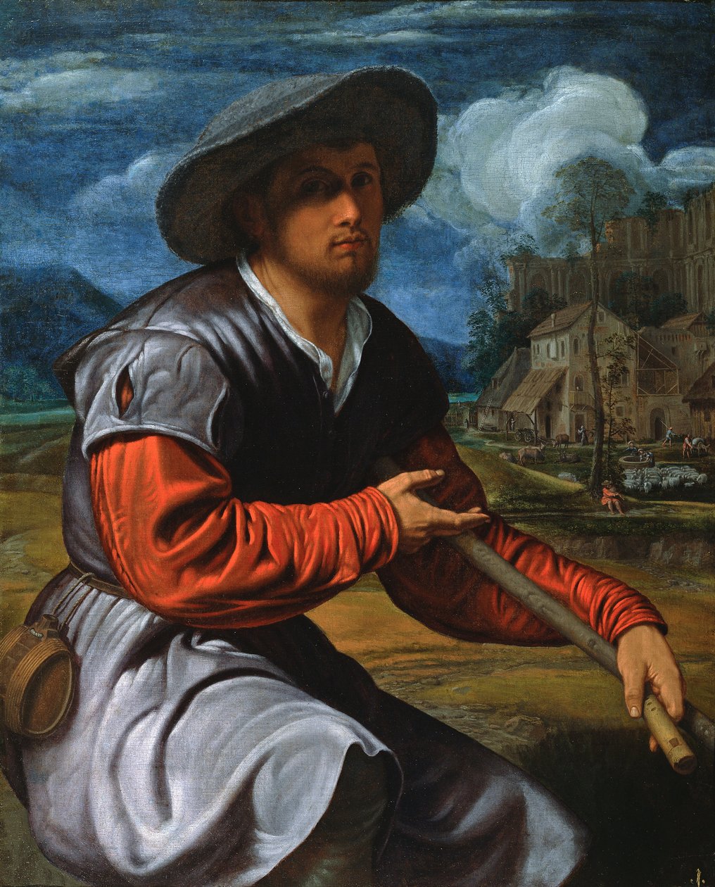 Pastor com uma flauta de Giovanni Girolamo Savoldo