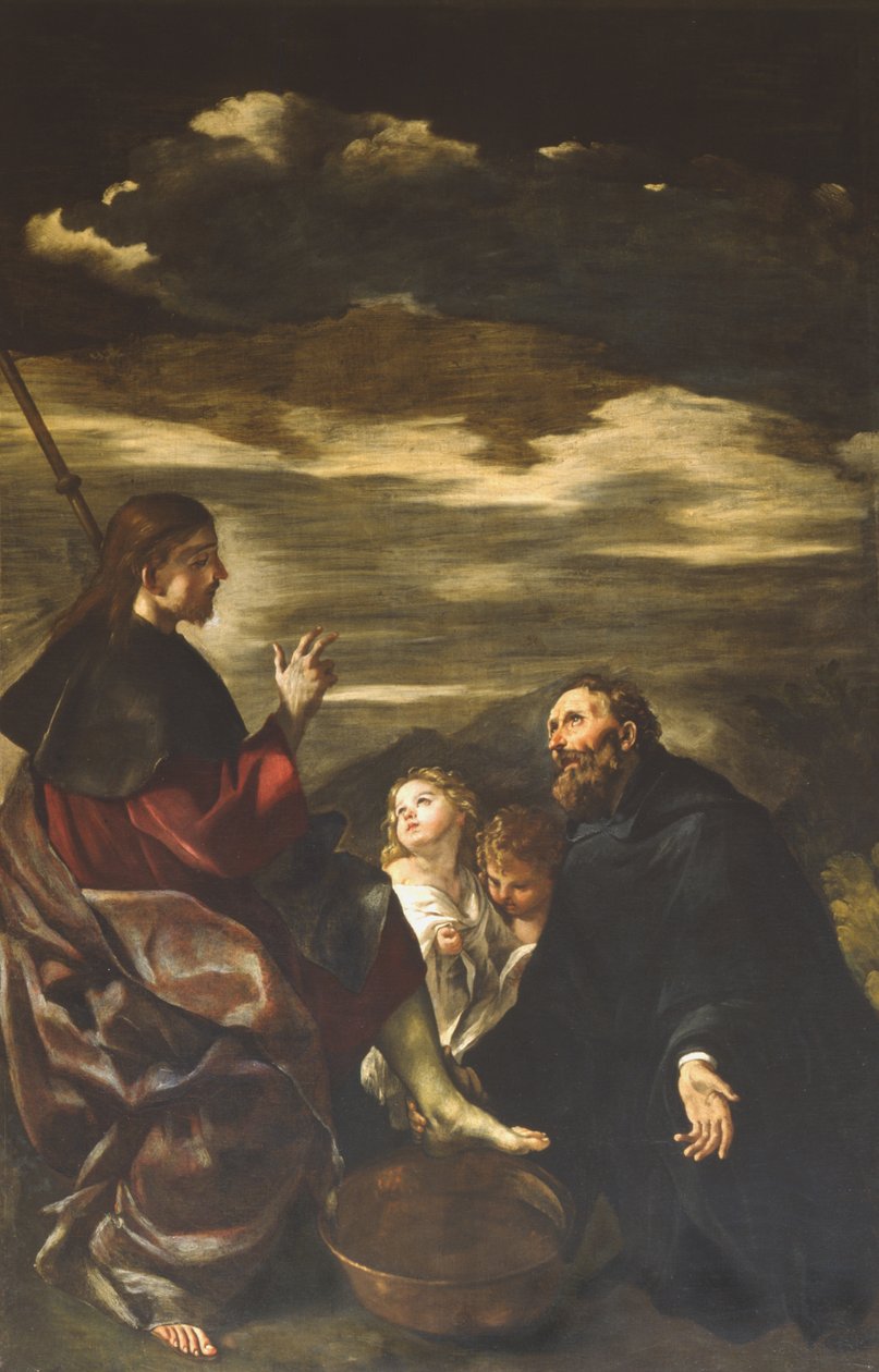 Santo Agostinho lavando os pés se os Redimidos de Giovanni Lanfranco