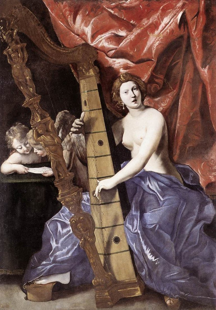 Vênus tocando harpa (La Musica) de Giovanni Lanfranco