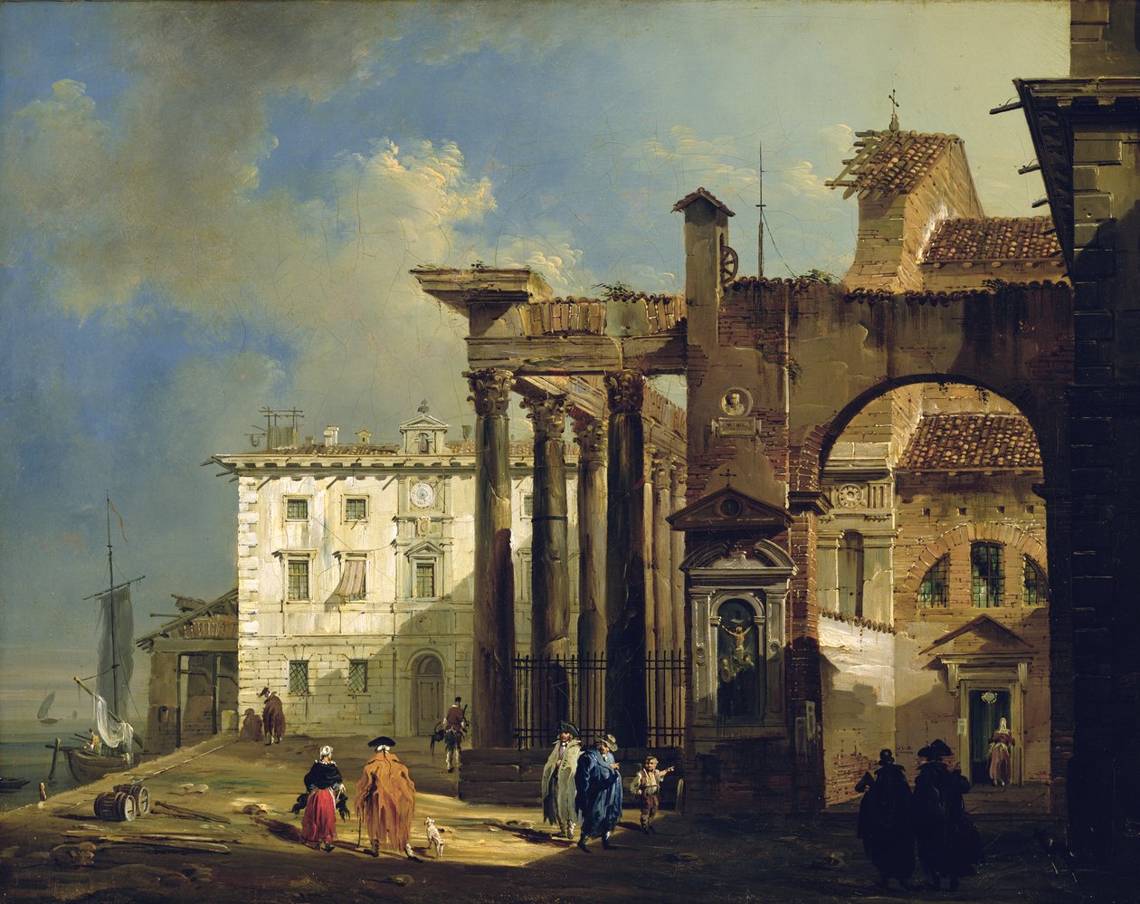 O Pórtico da Igreja de San Lorenzo em Milão, c.1814 de Giovanni Migliara