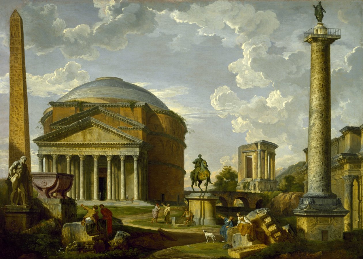 Fantasia vista com o Panteão e outros monumentos da Roma Antiga de Giovanni Paolo Pannini