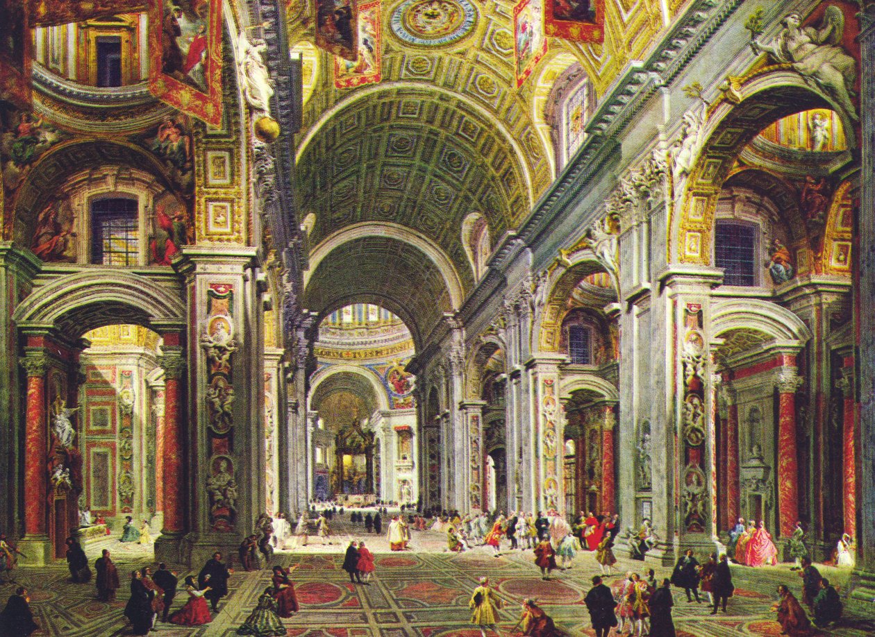 Interior, de, st. Peter, roma de Giovanni Paolo Pannini