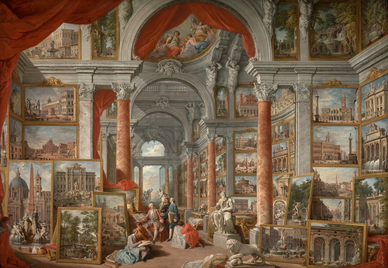 Galeria de fotos com vistas da Roma moderna de Giovanni Paolo Pannini