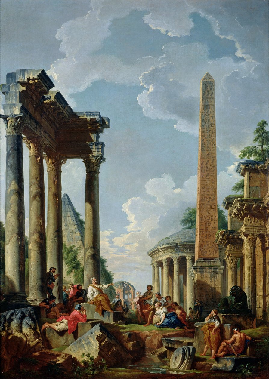 Capriccio arquitectónico com um pregador nas ruínas, c.1745 de Giovanni Paolo Pannini