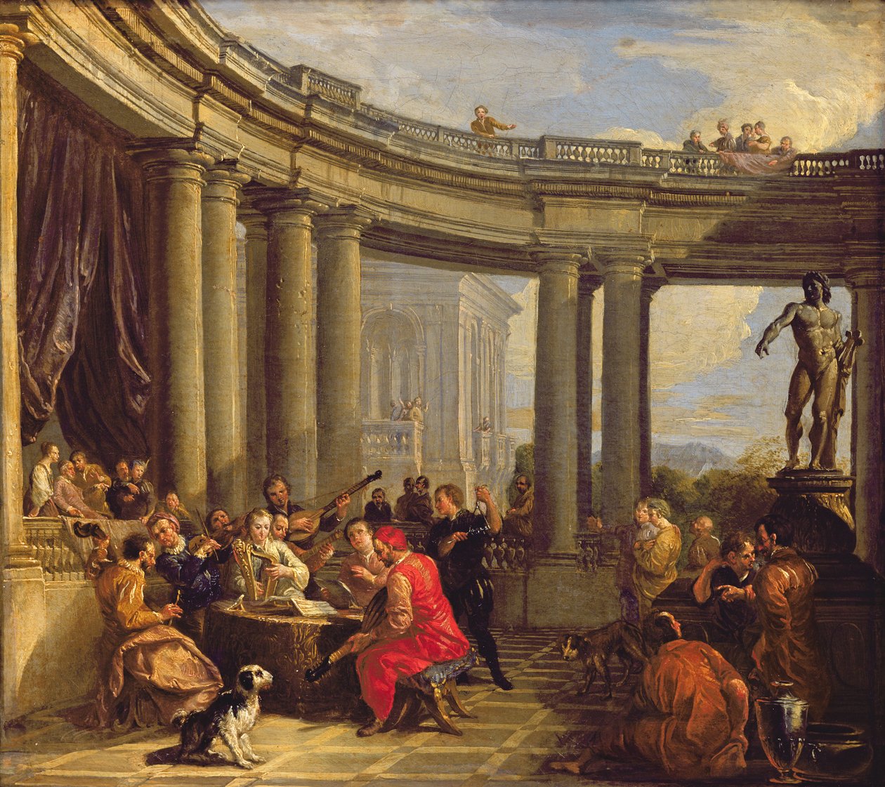 Concerto em uma galeria circular, c.1718-19 de Giovanni Paolo Pannini