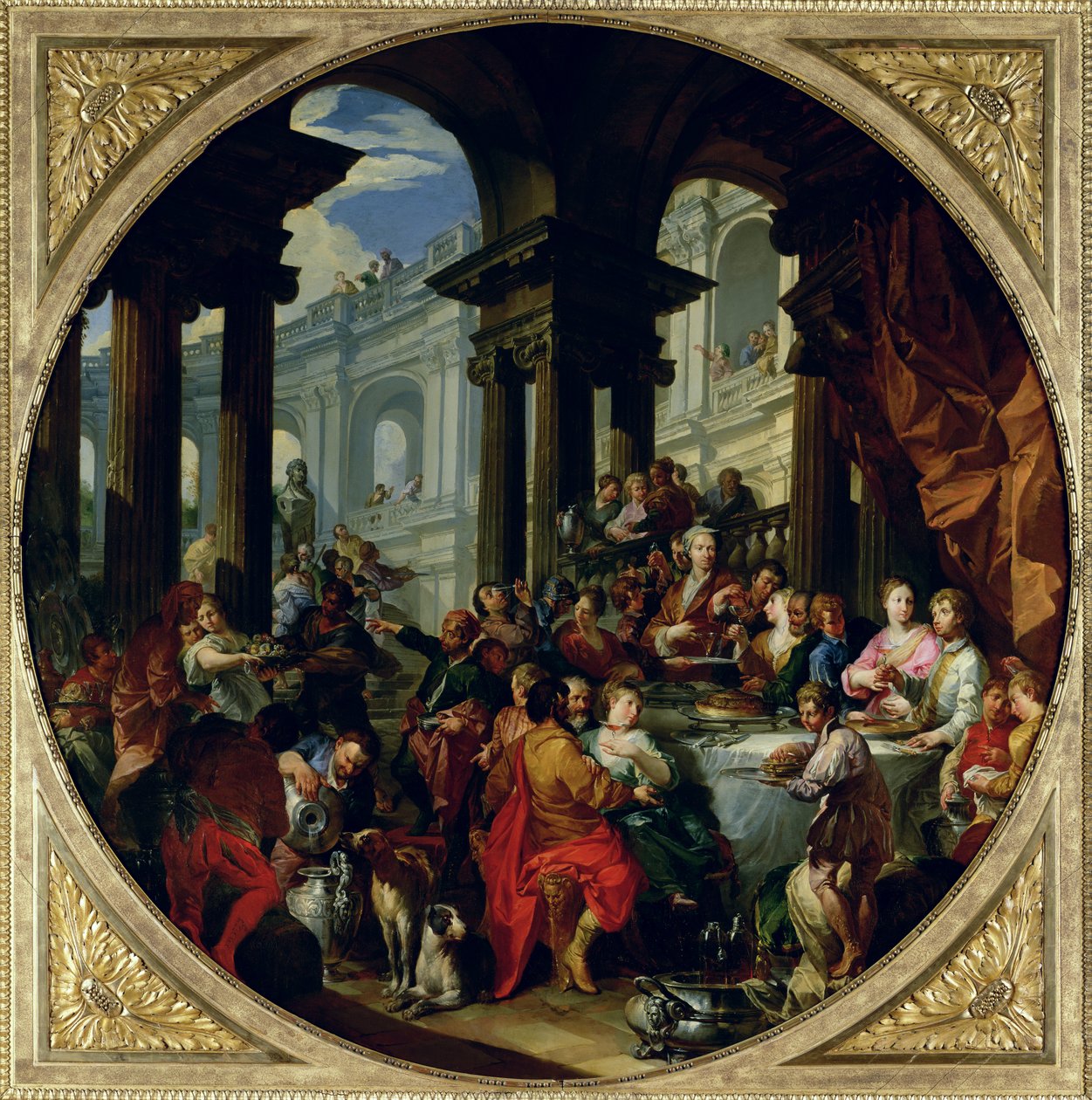Festa sob um pórtico iônico, c.1720-25 de Giovanni Paolo Pannini