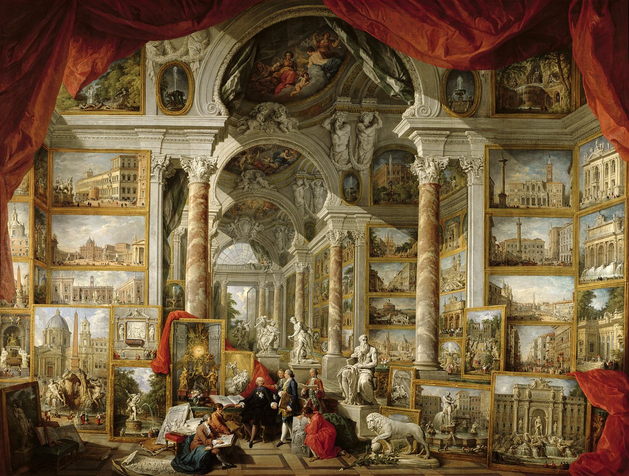 Galeria com vistas da Roma Moderna, 1759 de Giovanni Paolo Pannini
