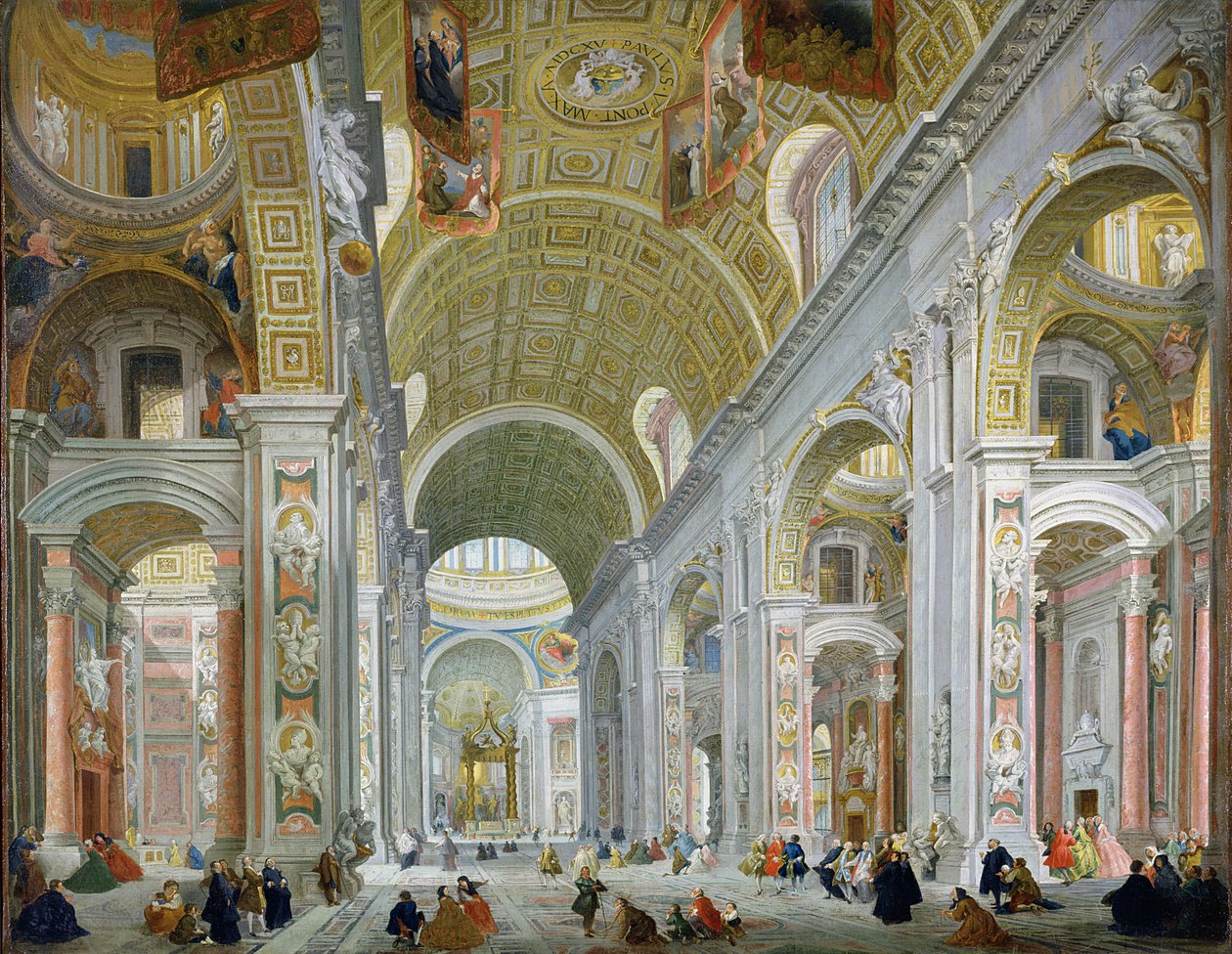 Interior de São Pedro, Roma, c.1754 de Giovanni Paolo Pannini