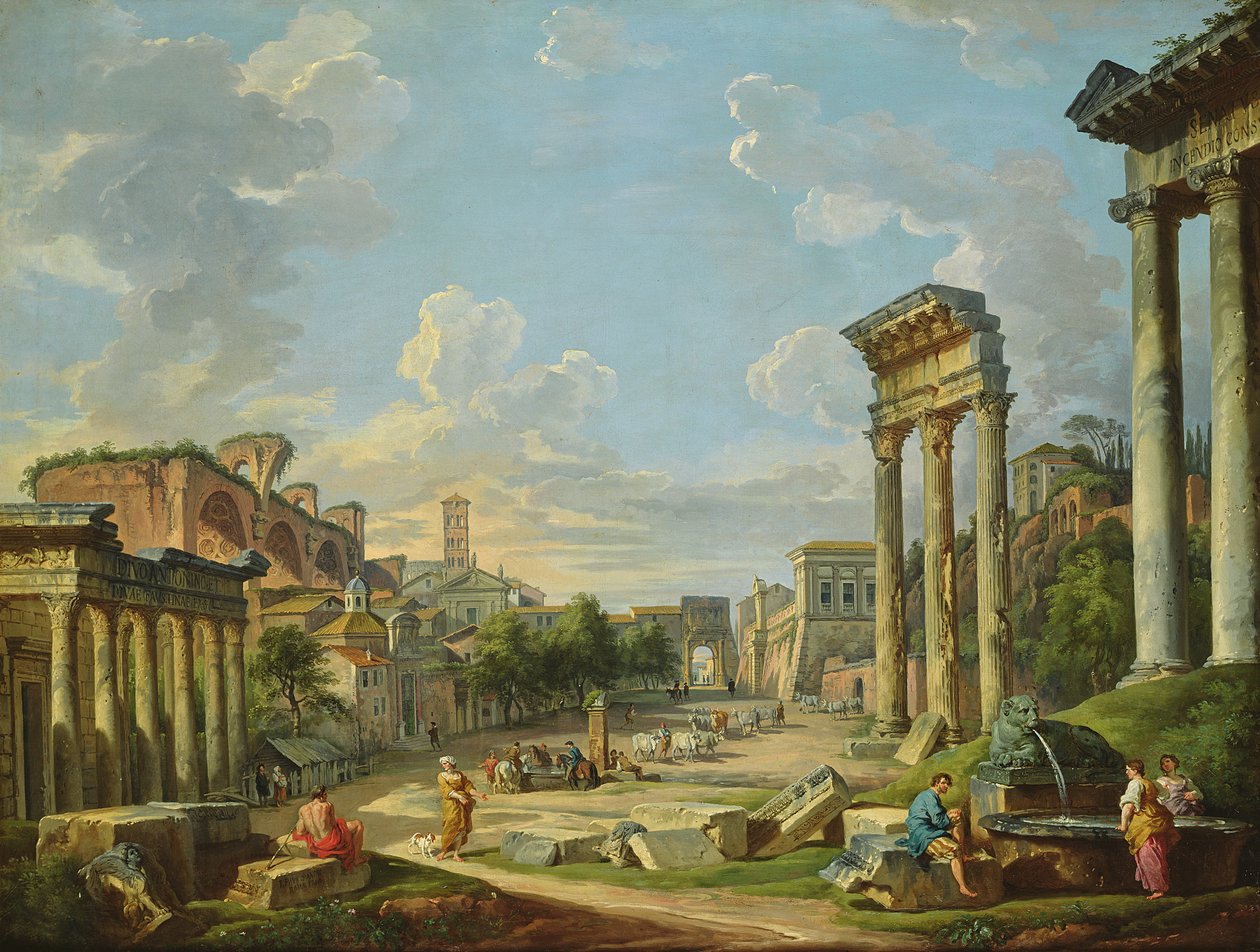 Vista, de, campo, Vaccino, em, roma, 1740 de Giovanni Paolo Pannini