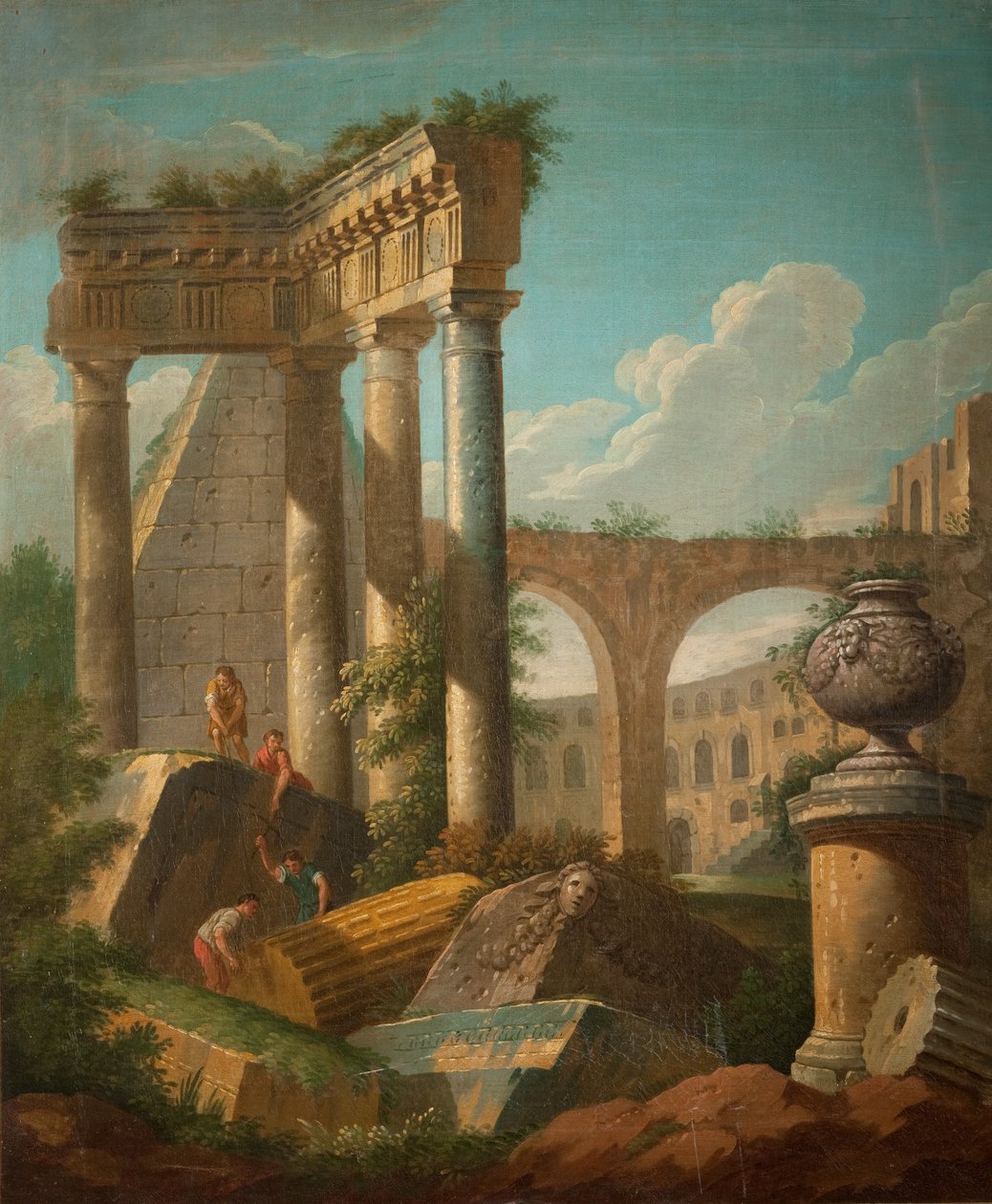 Cena Clássica - Templo em ruínas, século XIX de Giovanni Paolo Pannini