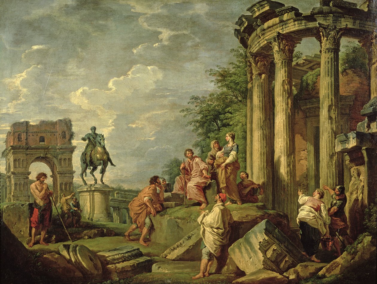 Camponeses Entre Ruínas Romanas, 1743 de Giovanni Paolo Pannini