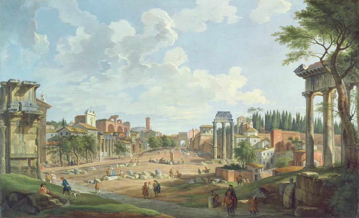 Vista do Fórum Romano, 1747 de Giovanni Paolo Pannini