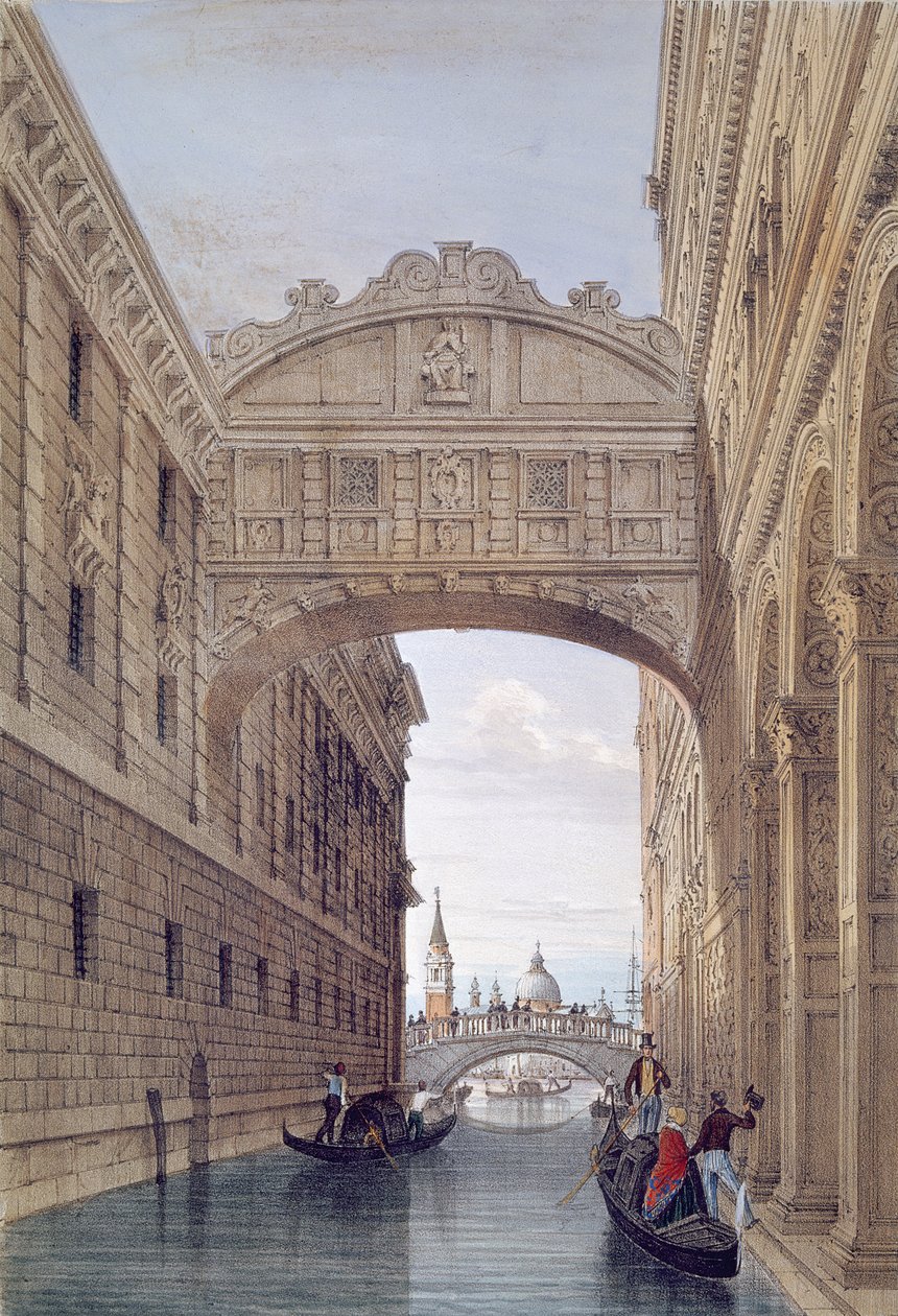 A ponte dos suspiros, Veneza, gravada por Lefevre de Giovanni Pividor