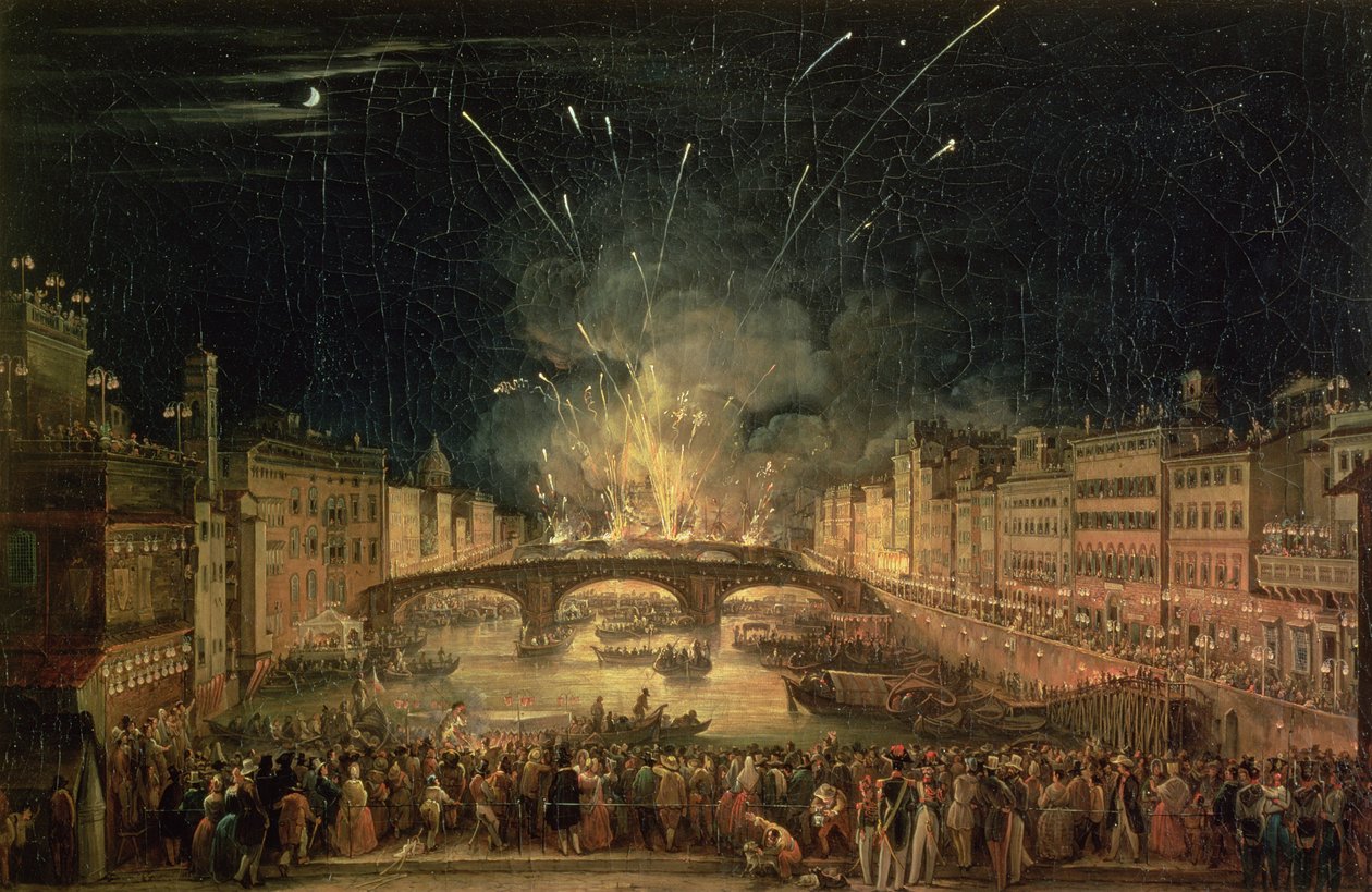 Fogos de artifício sobre o rio Arno de Giovanni Signorini