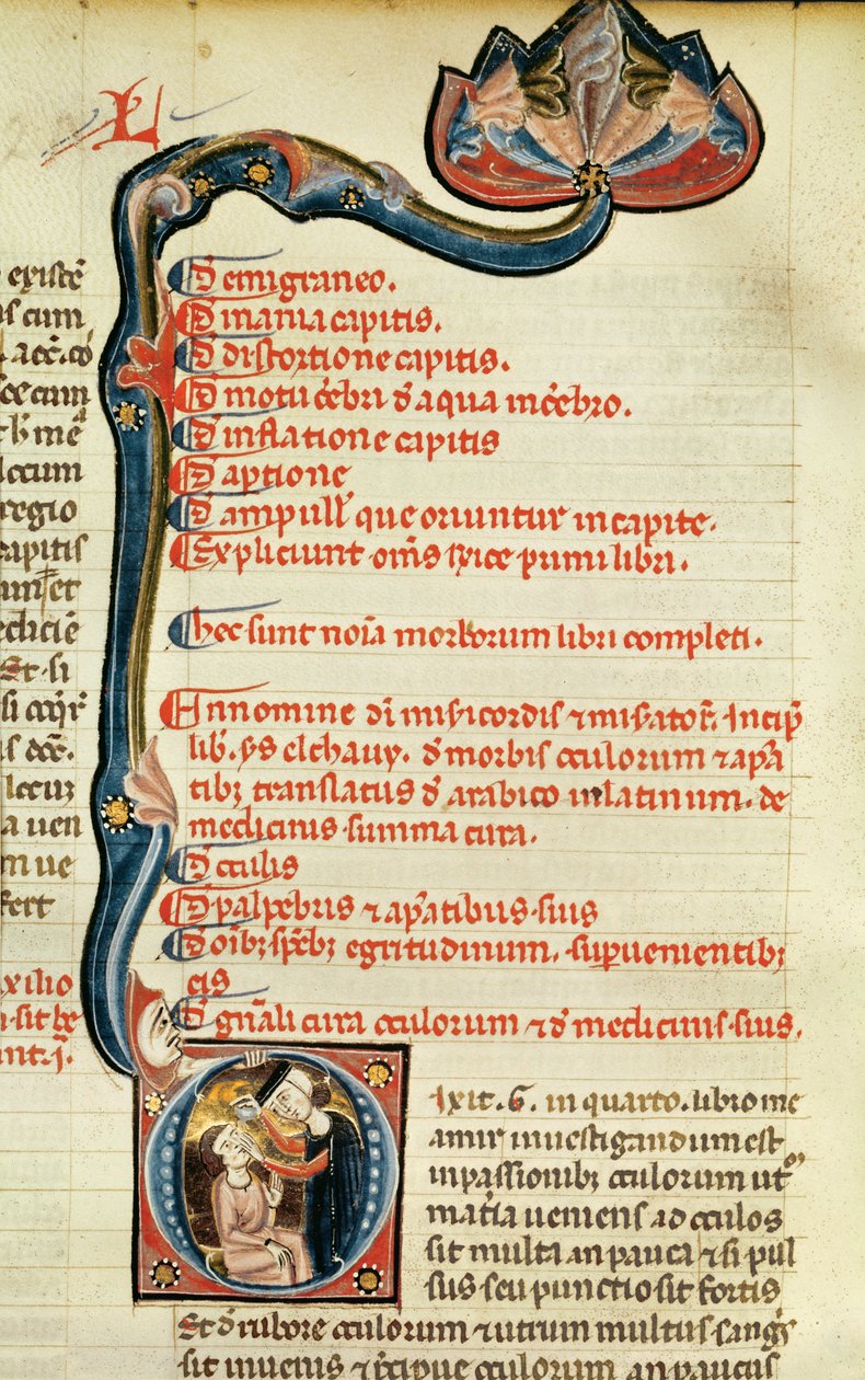 MS.Lat.6912 Iluminações do volume 2 dos Continens de Rhazes sobre oftalmologia e doenças do olho, 1282 de Giovanni da Monte Cassino