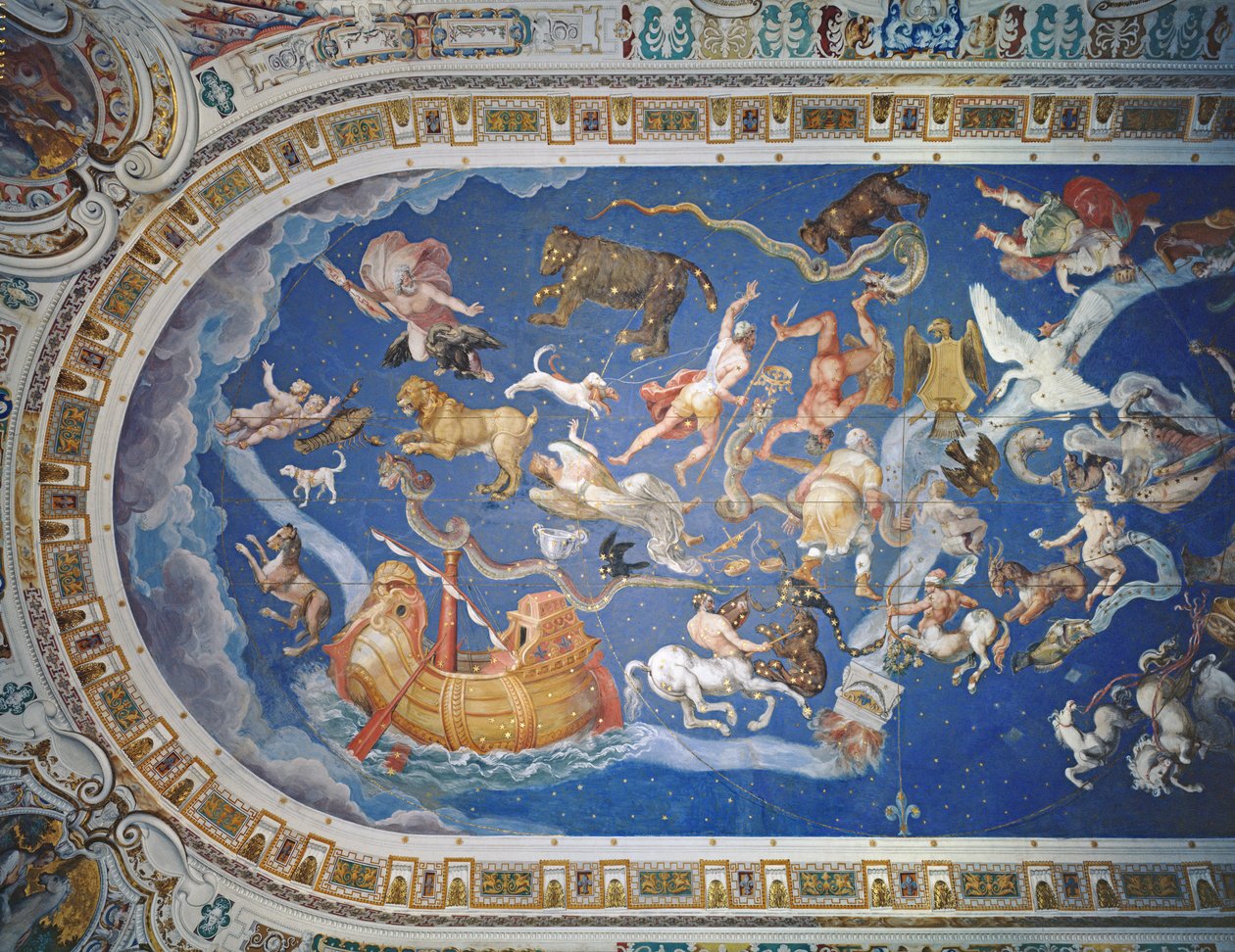 Teto astrológico, na Sala del Mappamondo de Giovanni de Vecchi