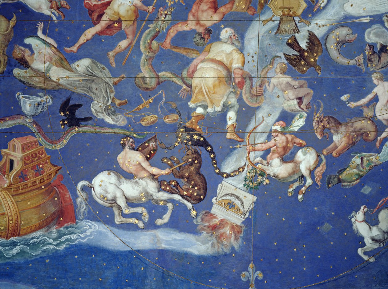 Teto astrológico, na Sala del Mappamondo de Giovanni de Vecchi