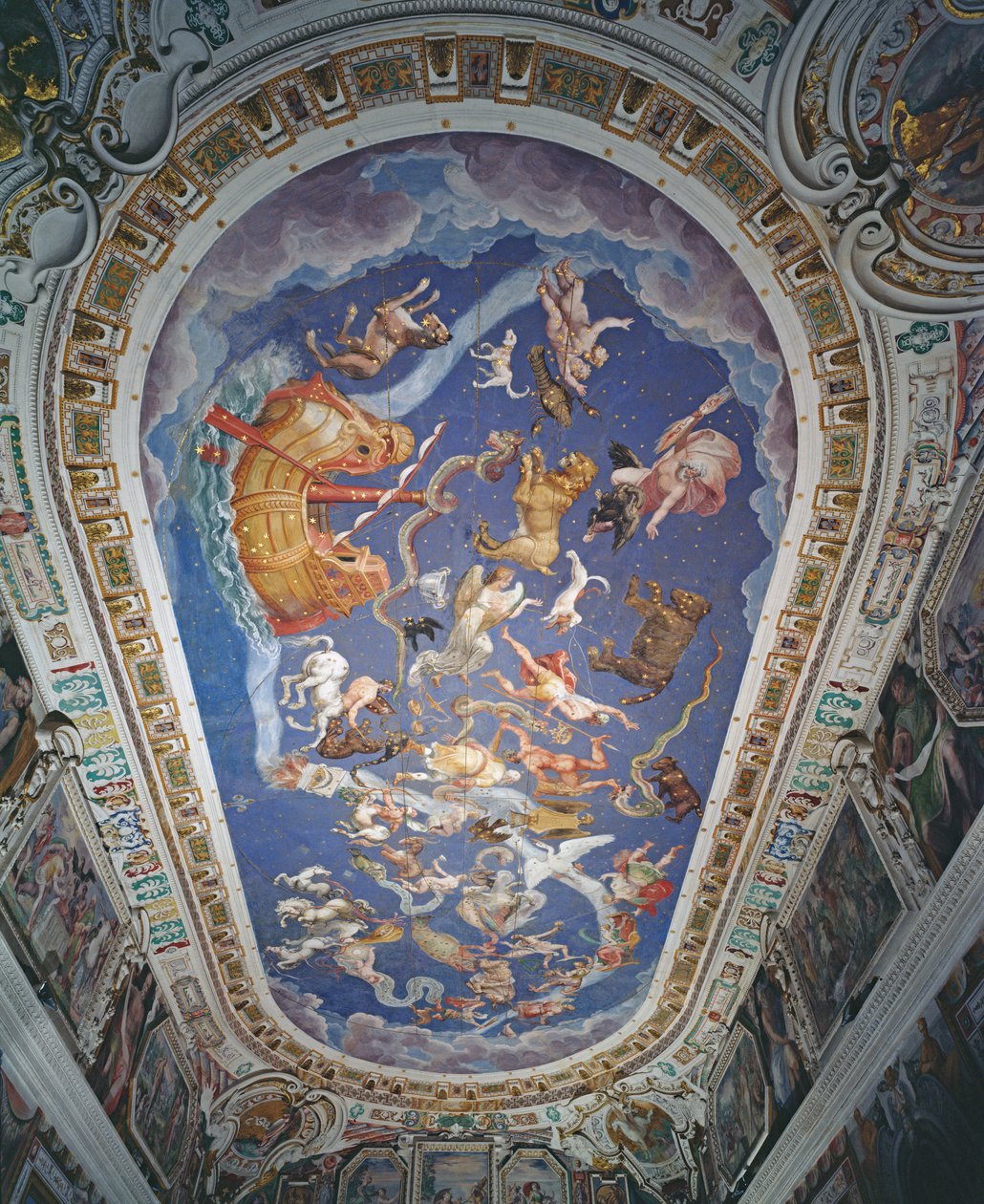 Teto astrológico, na Sala del Mappamondo de Giovanni de Vecchi