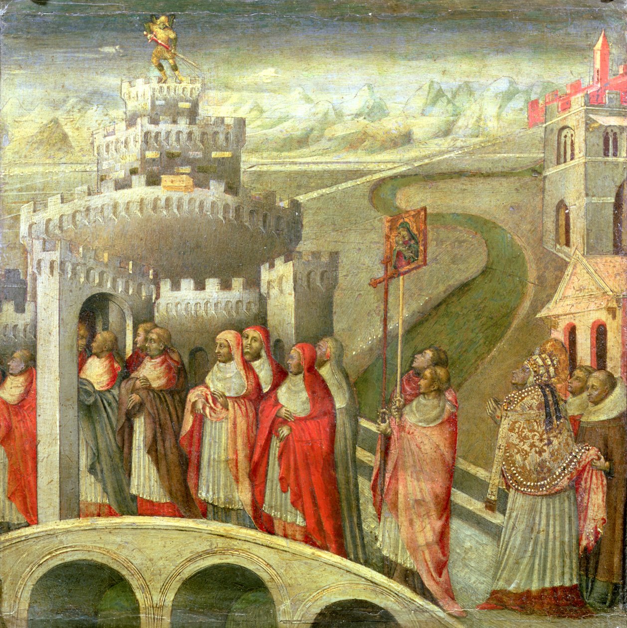 Procissão de São Gregório ao Castel St. Angelo de Giovanni di Paolo