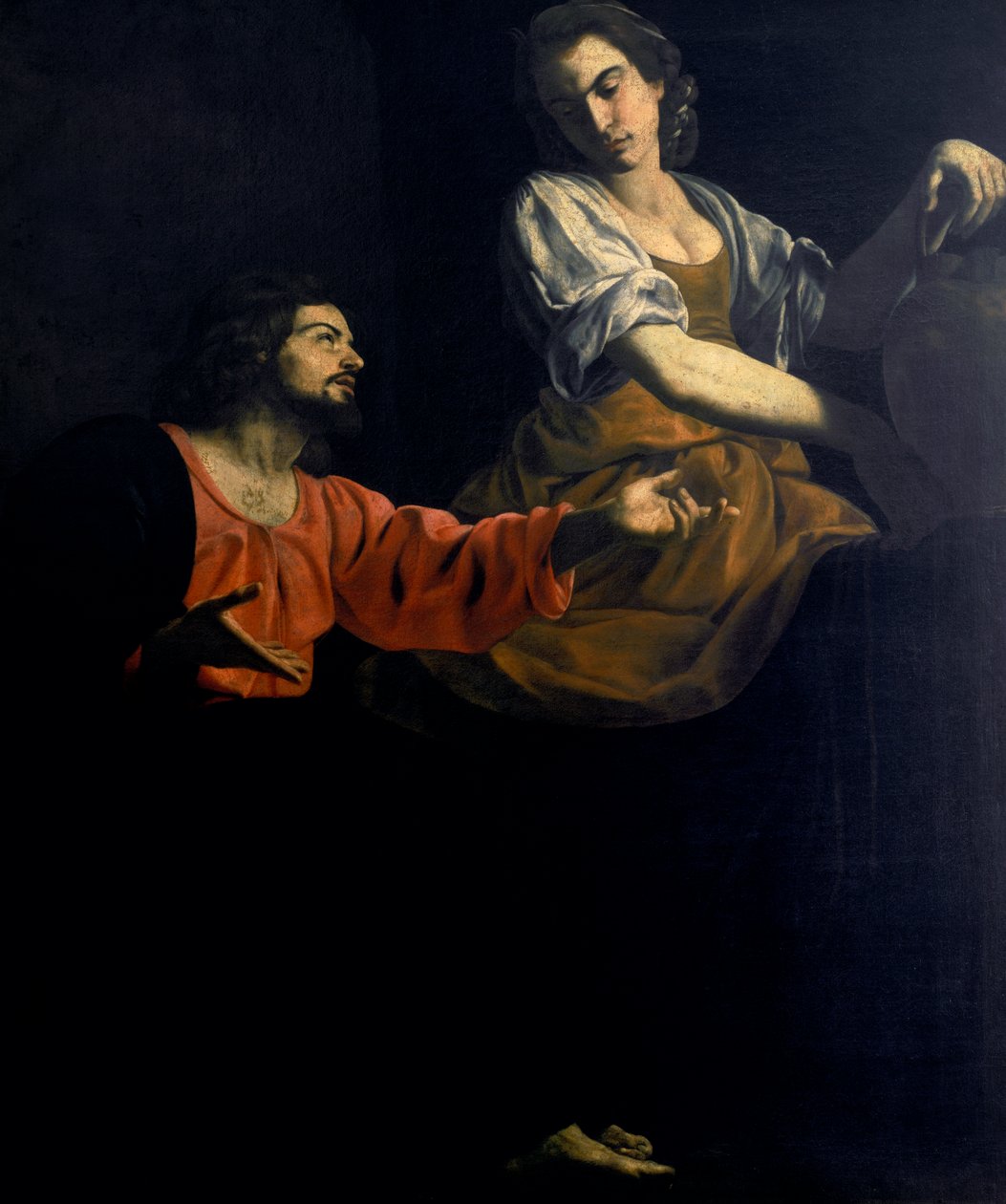 Cristo e o samaritano no poço de Giovanni Battista Caracciolo
