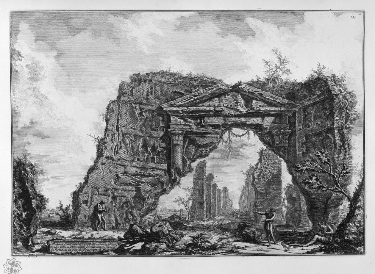 Sobras de um pórtico coberto, ou cryptoporticus, em uma vila de Domitian (Castel Gandolfo) Cinco quilômetros de distância de Roma na estrada para Frascati de Giovanni Battista Piranesi