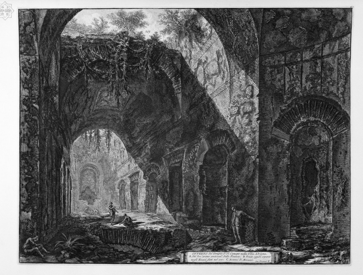 Dentro do templo de Canopus na Villa Adriana de Giovanni Battista Piranesi