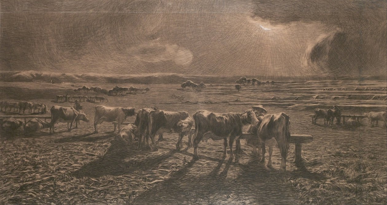 Noite (pastando, Alla stanga) de Giovanni Segantini