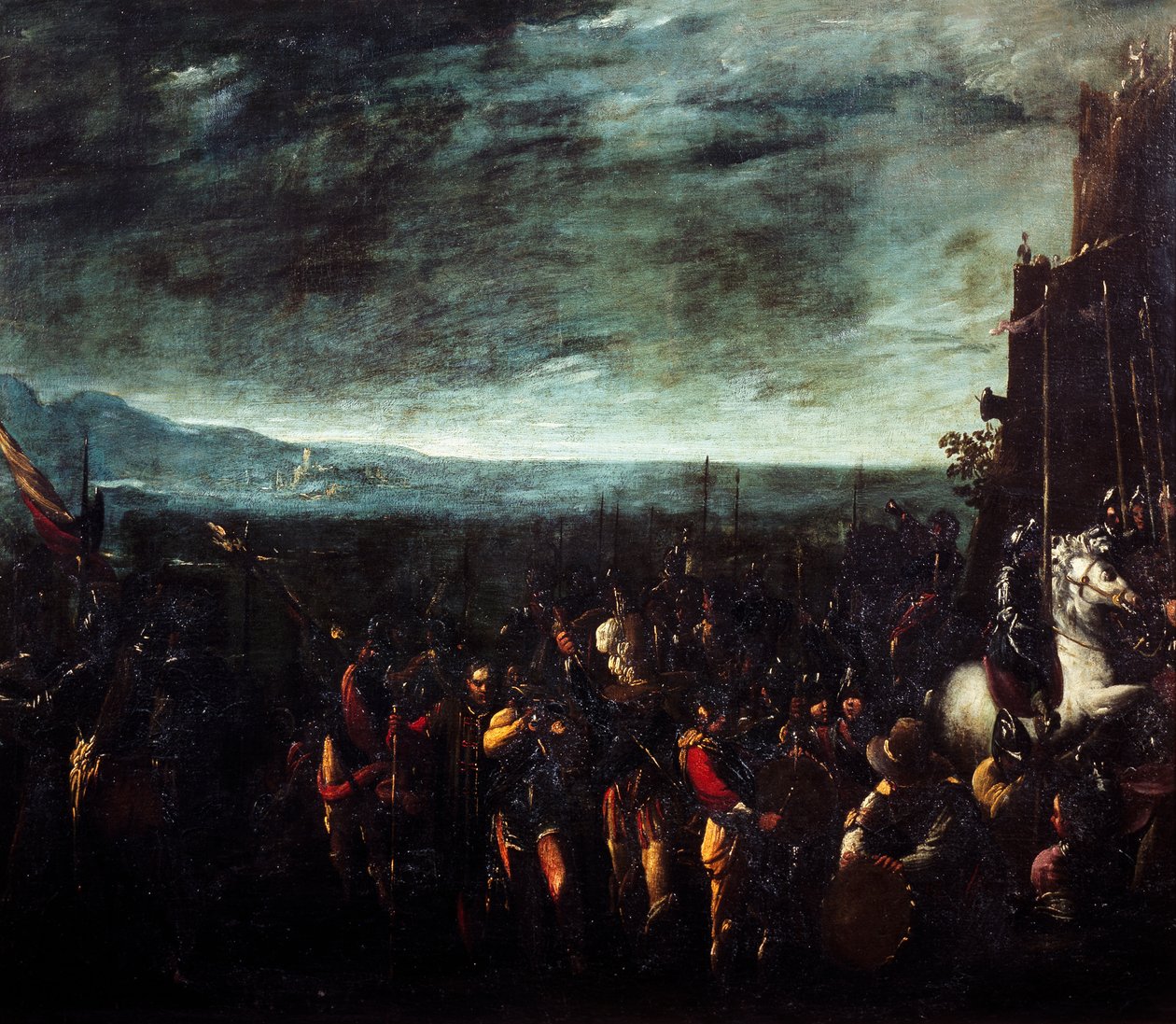 Soldados em marcha (óleo sobre tela) de Giovanni Donducci