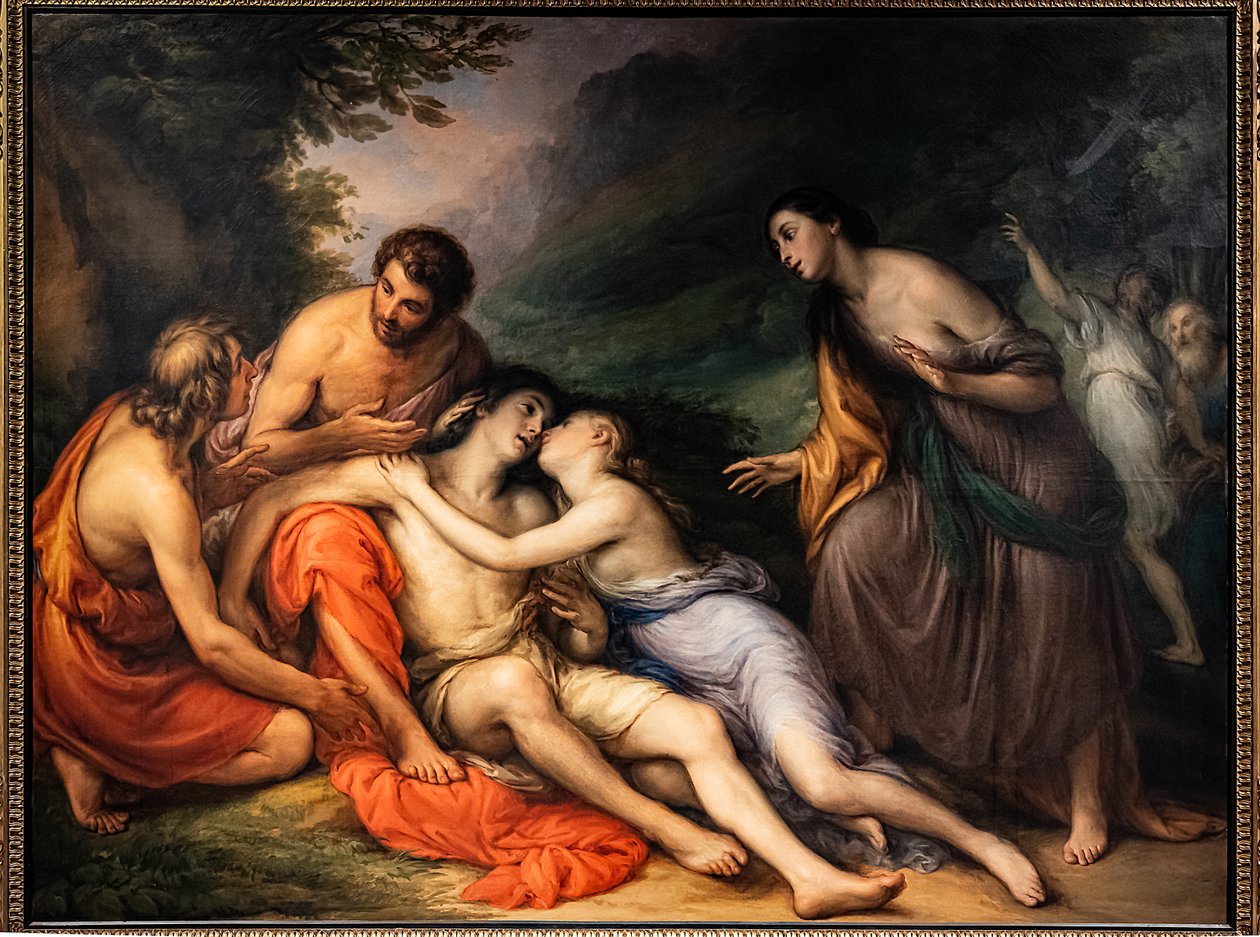 Aminta revive nas armas de Silvia, c.1832-33 (óleo sobre tela) de Giovanni Carnovali