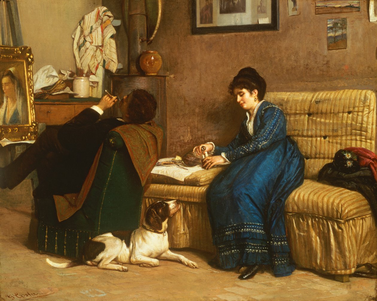 No estúdio (óleo sobre tela) de Giovanni Costa