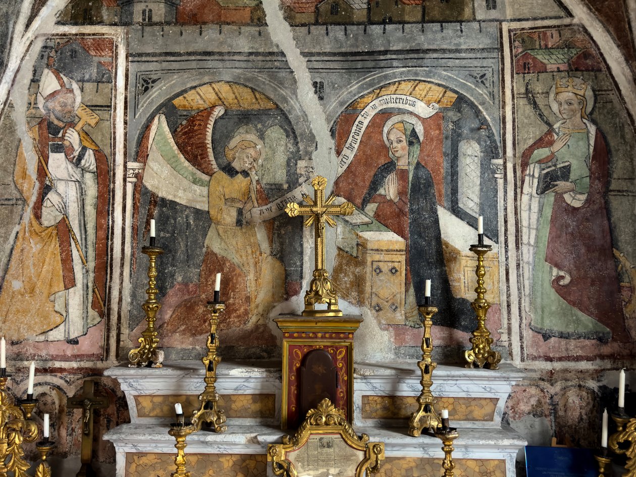 Os frescos da capela da Anunciação, Tende, cerca de 1470 (fresco) de Giovanni (attr. to) Baleison