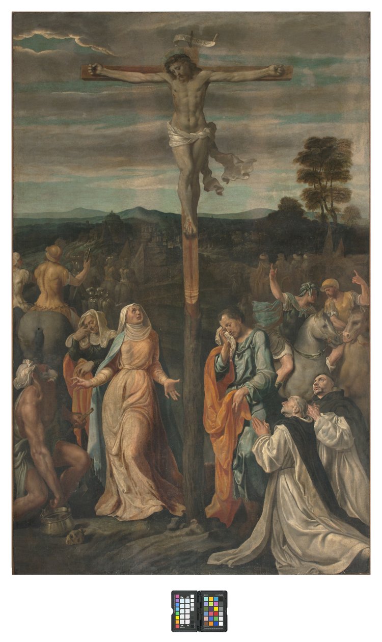 Crucificação (afresco transferido a bordo) de Giovanni (fl.1537 d.c.1570) Fratino