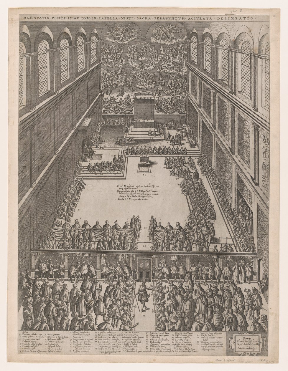 O Espelho da Magnificência Romana: Um Encontro Papal na Capela Sistina, L... de Michelangelo, 1582 de Giovanni Ambrogio Brambilla