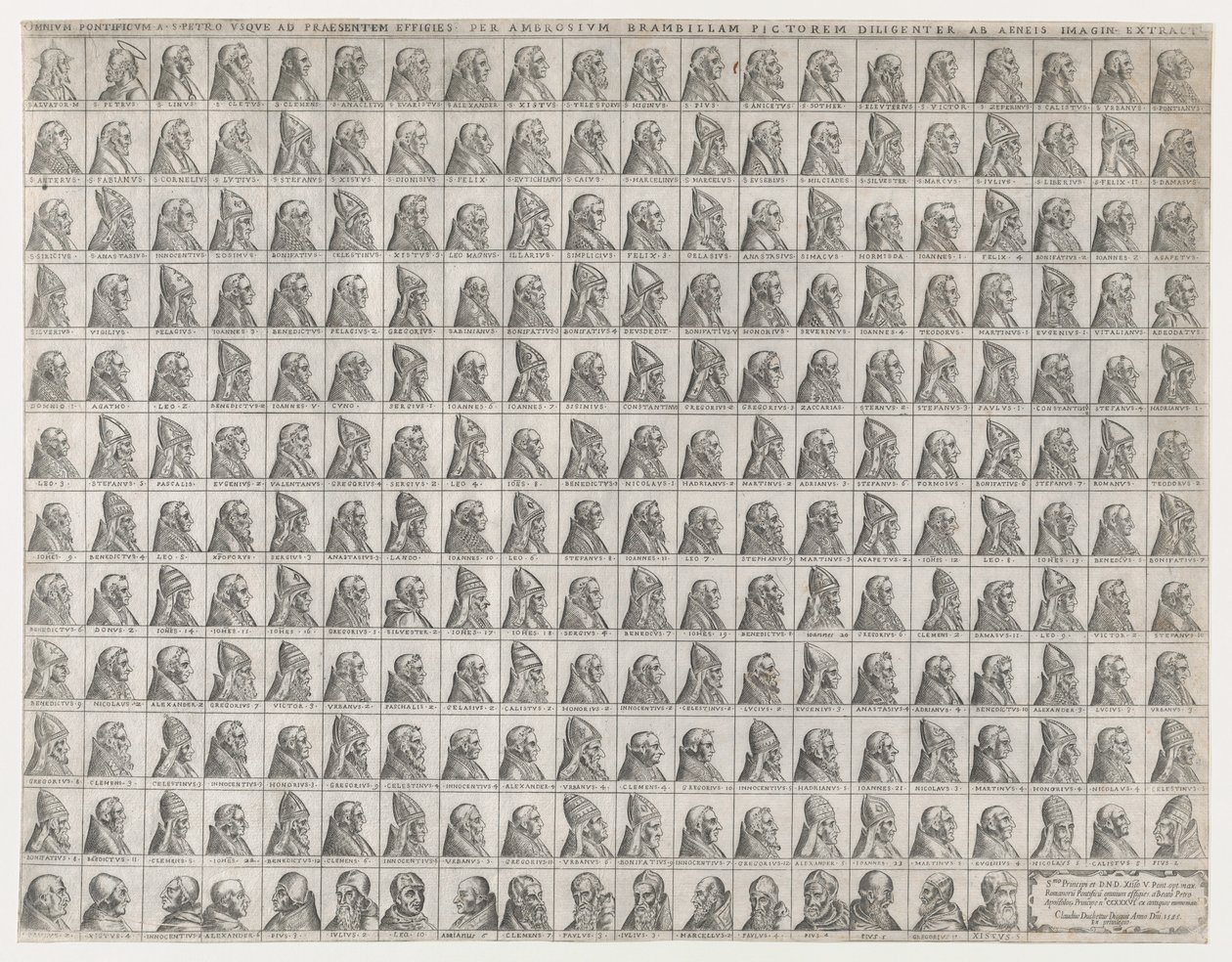 Pequenos Retratos dos Papas de Cristo a Sisto V, 1585., 1585 de Giovanni Ambrogio Brambilla
