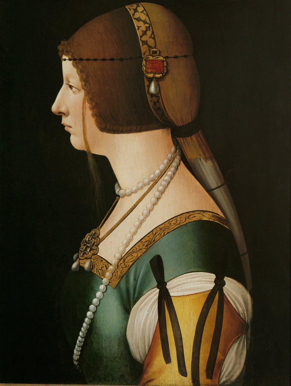 Bianca Maria Sforza, imperatriz, segunda esposa do imperador Maximiliano I (pintura sobre madeira) de Giovanni Ambrogio de Predis